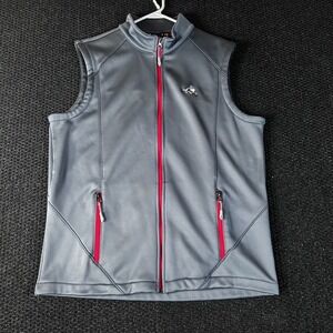 Under Armour Men Golf Husky Logo Loose Fit Gray Fleece Lined Vest Size LG Zip Up